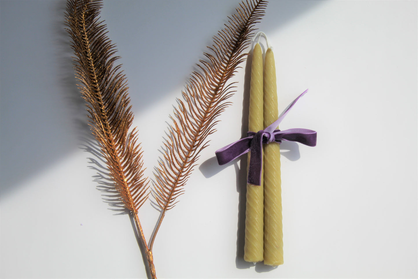 9 1/2" Beeswax Spiral Taper Candles
